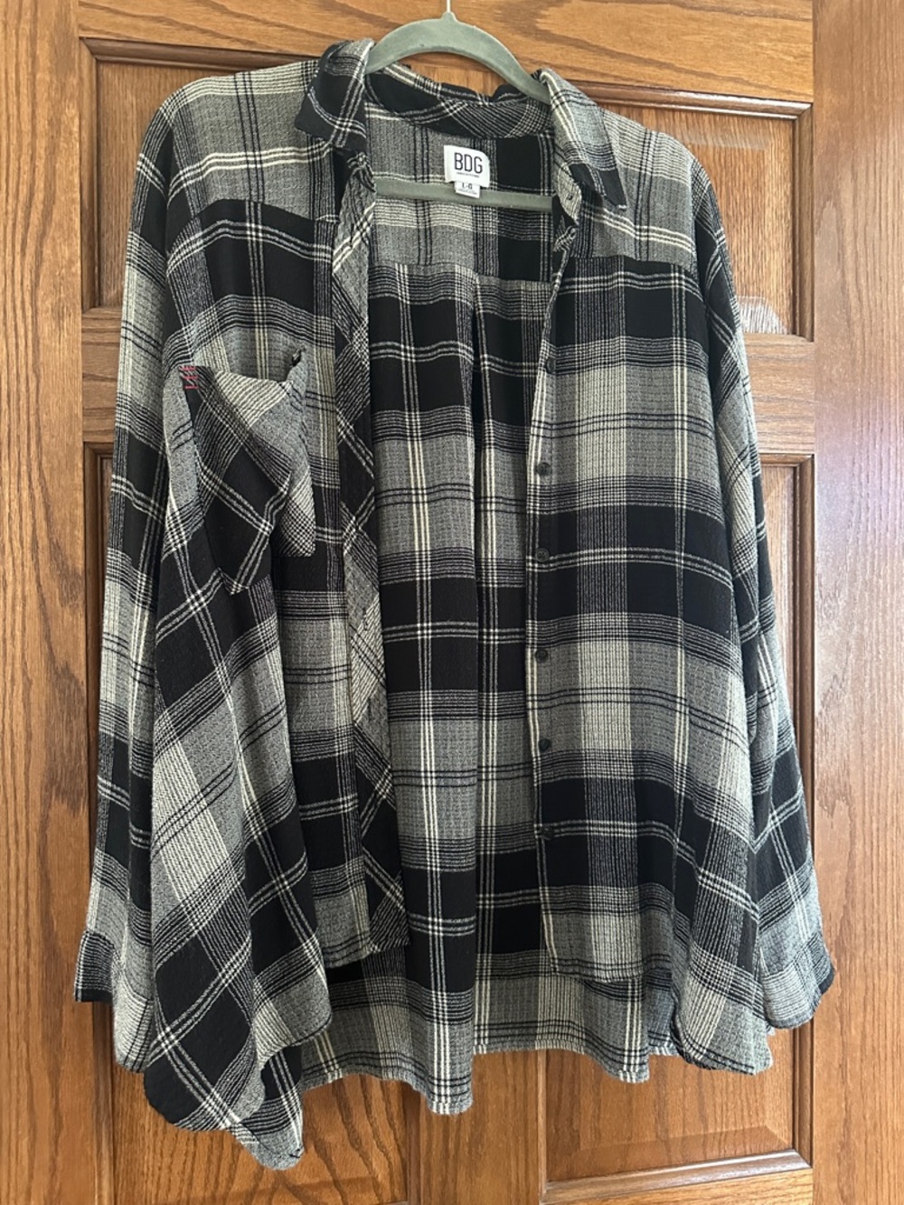 BDG Black & Gray Plaid Flannel Shirt